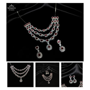 Regal Red Three-Layered Red Stone Necklace