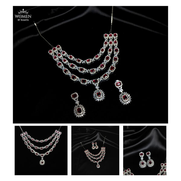 Regal Red Three-Layered Red Stone Necklace